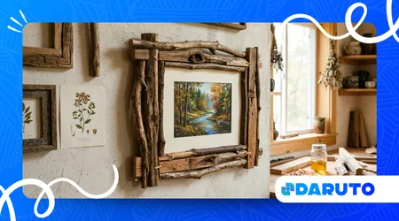 Picture Frame Made from Raw Wood Pieces