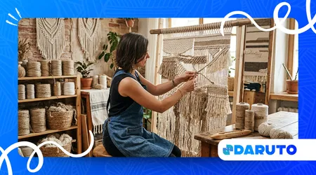 work with hemp and linen materials in wall hangings